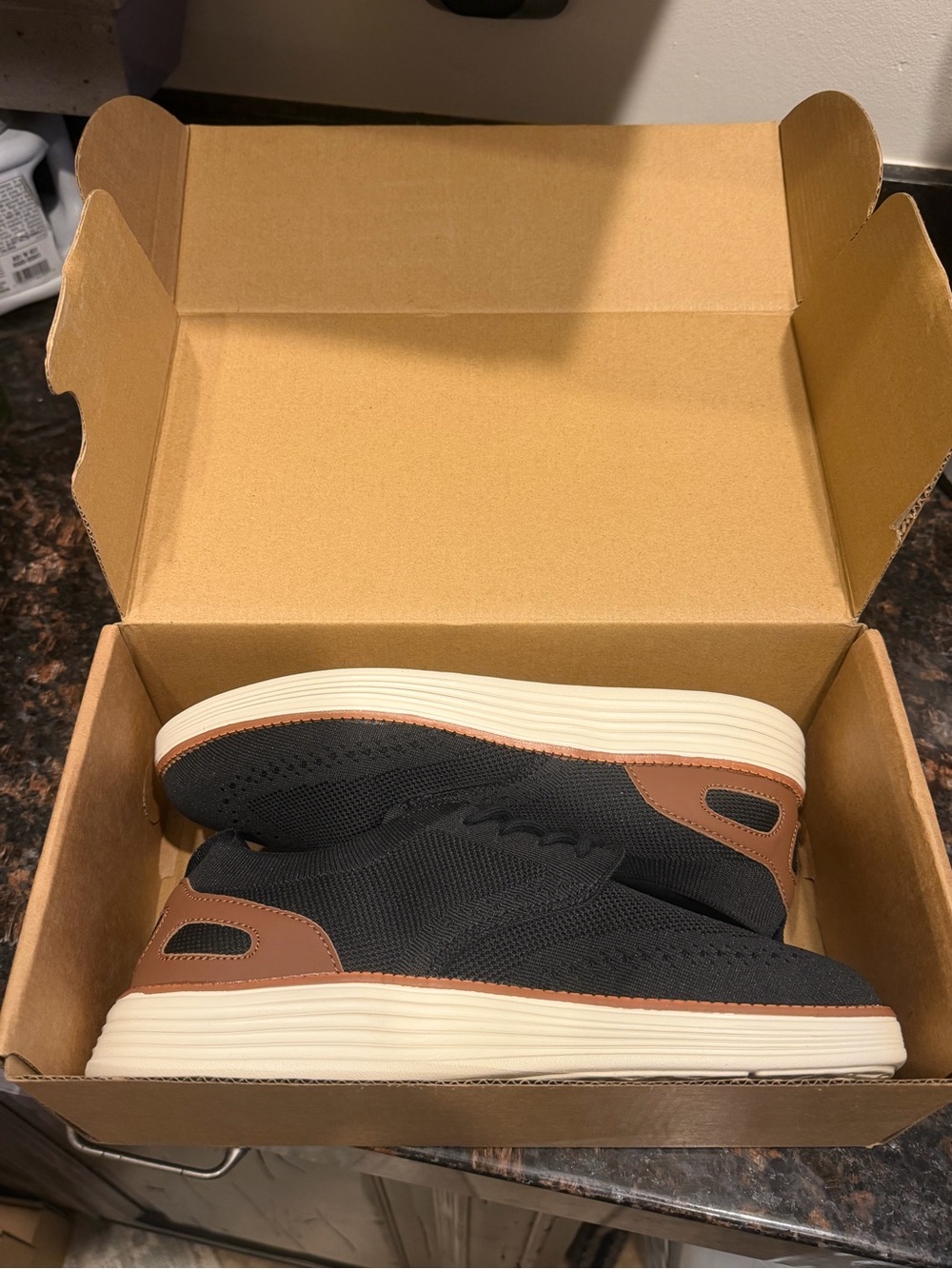 Women’s or Men's Casual Knit Sneakers in Black and Brown